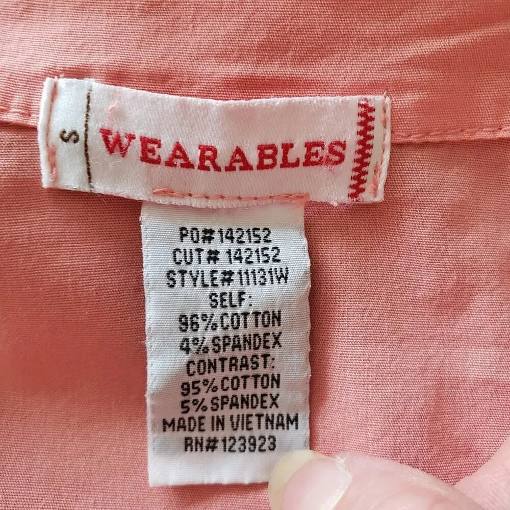 Peach Button Front‎ Ruched Button Front 3/4 Skeeve Lightweight Shacket Small